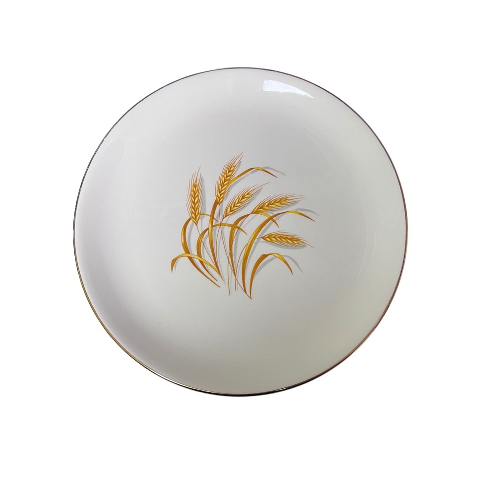 Vintage Golden Wheat Dinner Plate 22K Gold Trim Oven Proof Made USA‎